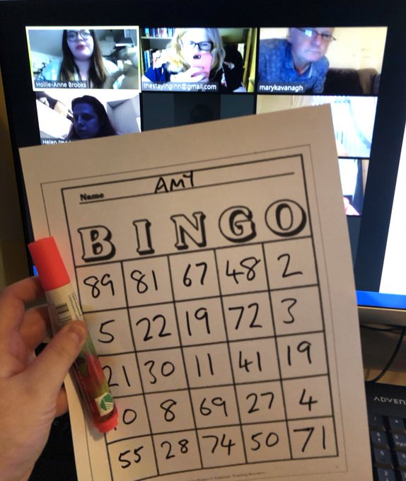 Bingo Card with screen in the background